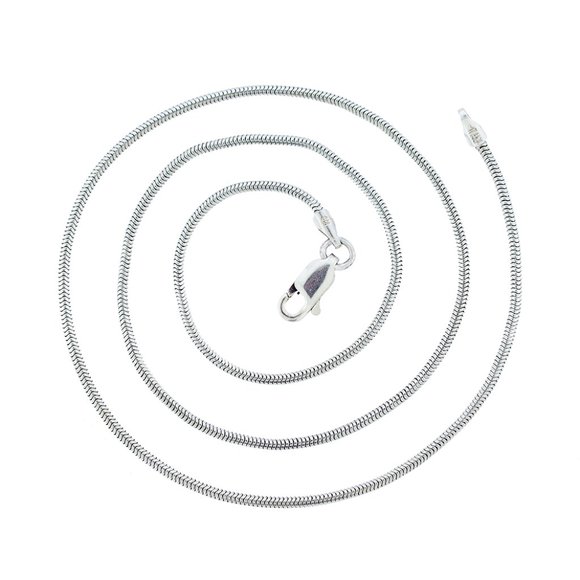 925 Sterling Silver Snake Chain Necklace 1.4 mm Made In Italy - Picture 1 of 3